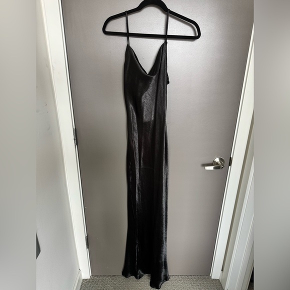 Black Satin Maxi Dress - Picture 4 of 7